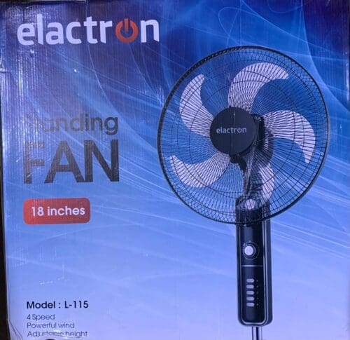 VENTILATEUR ELACTRON SUR PIED 18POUCES AVEC COMMANDE NOIR L-96