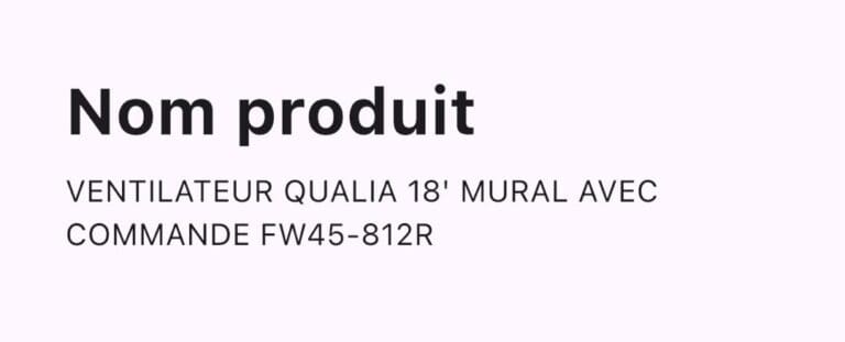 VENTILATEUR QUALIA 18′ MURAL AVEC COMMANDE FW45-812R – Image 2