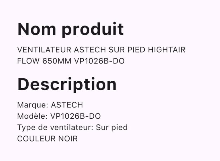 VENTILATEUR ASTECH VP1026B-DO SUR PIED – Image 2