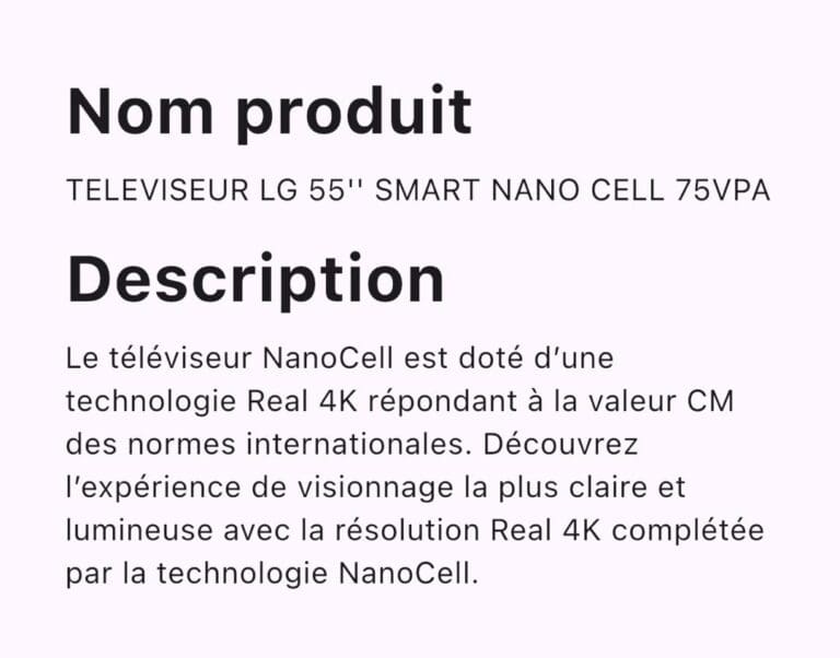 Téléviseur LG 55″ pouces Smart TV NANO Cell 75VPA – Image 3