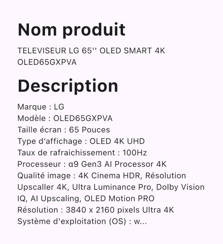 TELEVISEUR LG 65 OLED OLED65GXPVA – Image 2