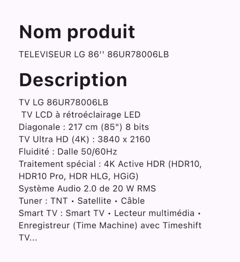 TELEVISEUR LG 86 POUCES 86UR78006LB – Image 3