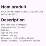 FOUR ENCASTRABLE HAIER A GAZ NOIR GRIS HOQ-K2ANN2GX – Image 2