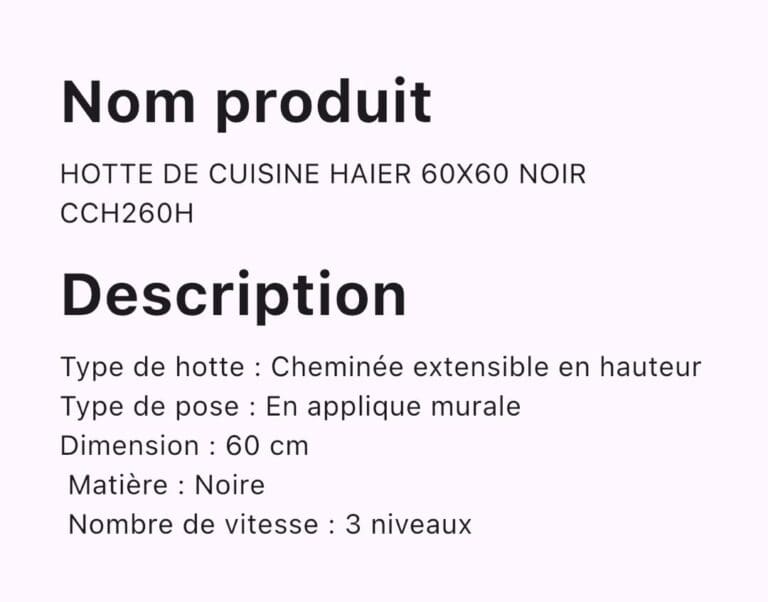 Hotte de cuisine Haier CCH260H 60x60 – Image 2