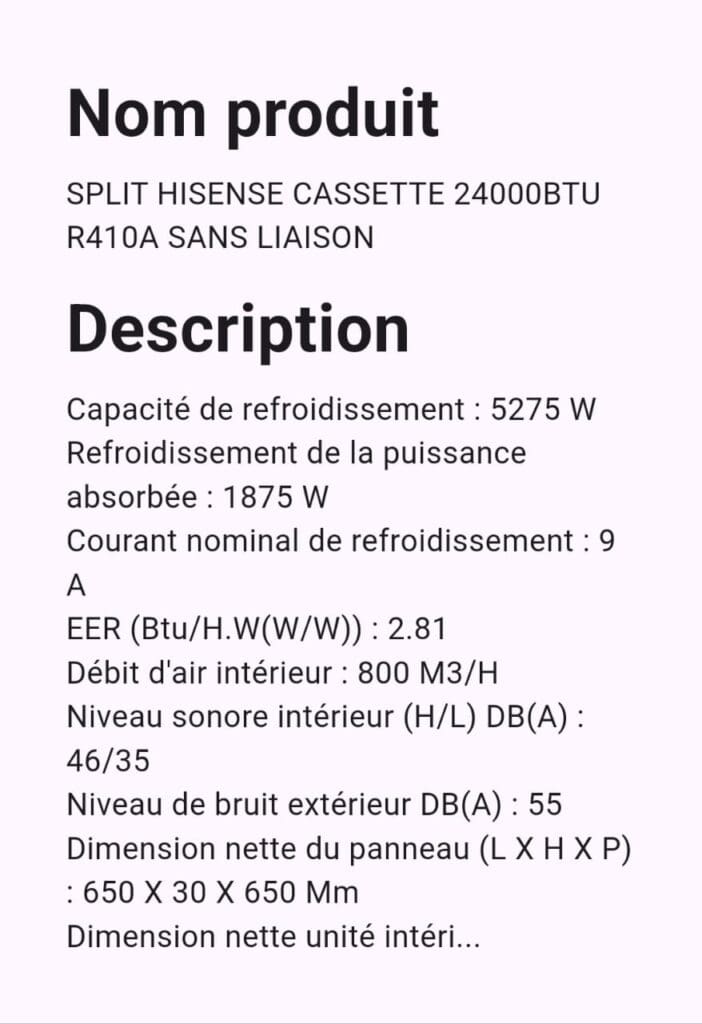 SPLIT HISENSE CASSETTE 24000BTU R410A – Image 2