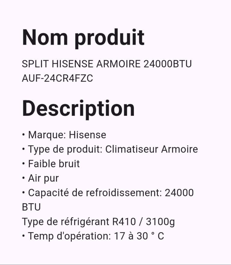 SPLIT HISENSE ARMOIRE 24000BTU AUF-24CR4FZC – Image 2