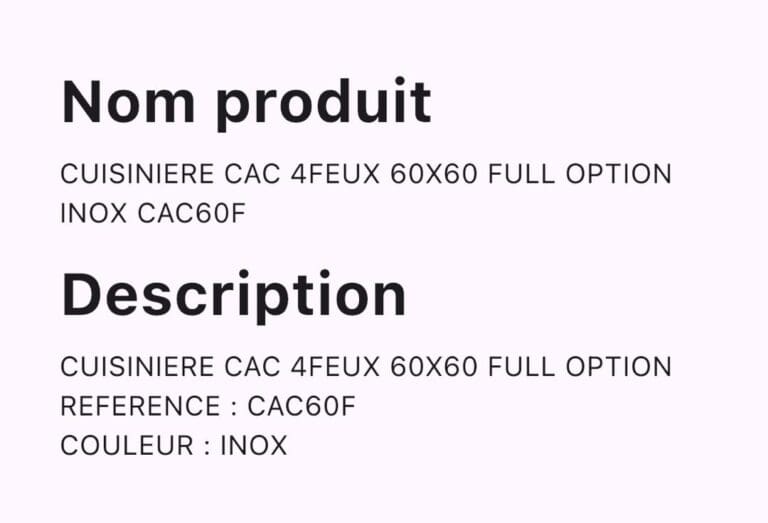 Cuisinière CAC 4 Feux 60X60 CAC60F – Image 2