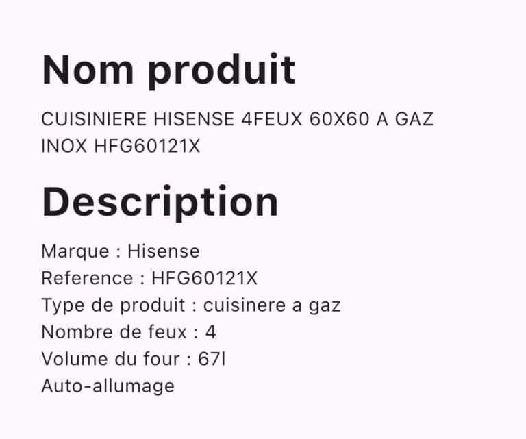 CUISINIERE HISENSE 4FEUX 60X60 A GAZ NOX HFG60121X – Image 4