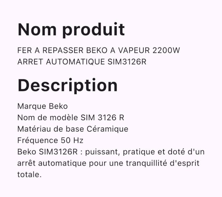 FER A REPASSER A VAPEUR 2600W ARRET AUTOMATIQUE BEKO SIM3126R – Image 2