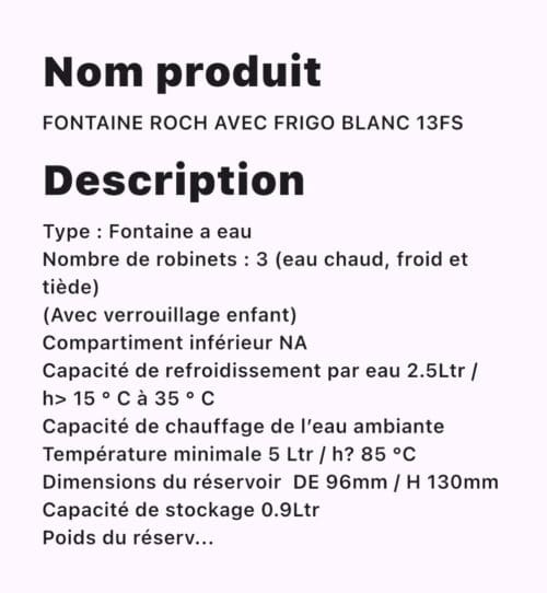 FONTAINE ROCH AVEC FRIGO 13FS – Image 2