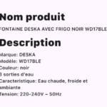 FONTAINE DESKA AVEC FRIGO BLANC WD17BLE – Image 2