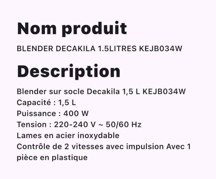 BLENDER DECAKILA 1.5LITRES KEJB034W – Image 4