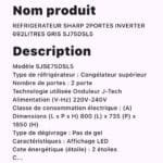 REFRIGERATEUR SHARP 2PORTES INVERTER 692LITRES GRIS SJ75DSL5 – Image 2