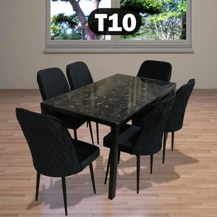 TABLE A MANGER 6PLACES 80X140 METAL NOIR T10