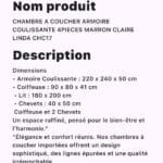 CHAMBRE A COUCHER 6BATTANTS 4PIECES MARRON CLAIR LINDA CHC17 – Image 2