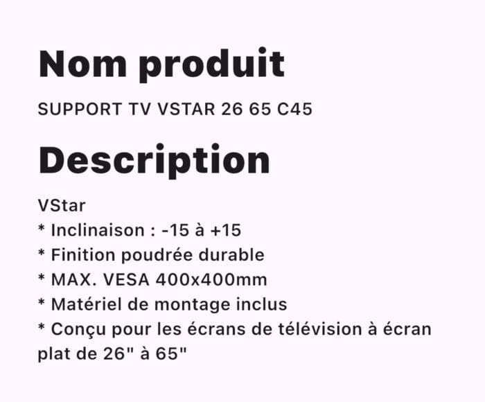 SUPPORT TV VSTAR 26 65 C45 – Image 2