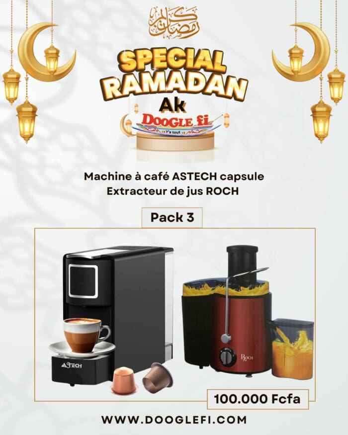 Pack 3 : Machine à café ASTECH & Extracteur de jus ROCH