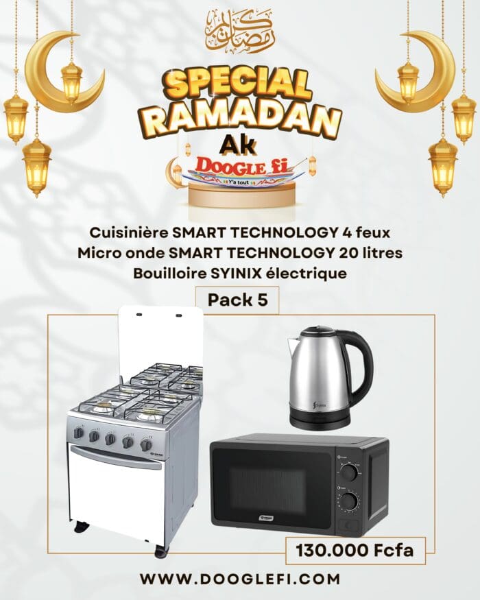 Pack 5 : Cuisinière et Micro-Onde SMART TECHNOLOGY + Bouilloire SYINIX