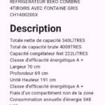 REFRIGERATEUR BEKO COMBINE 4TIROIRS AVEC FONTAINE CH-140020SX – Image 2