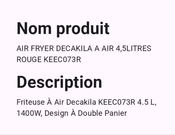 AIR FRYER DECAKILA A AIR 4,5LITRES ROUGE KEEC073R – Image 4