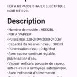 FER A REPASSER HAIER ELECTRIQUE NOIR HEI-32BL – Image 2