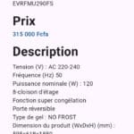 CONGELATEUR EVVOLI NOFROST 8TIROIRS 290LITRES EVRFMU290FS – Image 2