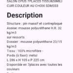 Salon OPUS 7Places TISSU&SIMILI CUIR COULEUR AU CHOIX SDM033 – Image 3
