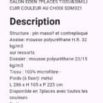 Salon EDEN 7Places TISSU&SIMILI Cuir Couleur Au Choix SDM021 – Image 2
