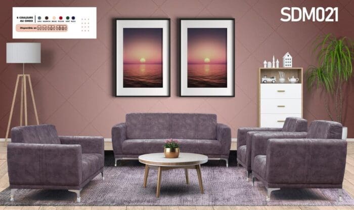 Salon EDEN 7Places TISSU&SIMILI Cuir Couleur Au Choix SDM021