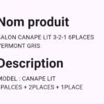 Salon Canapé Lit 3-2-1 6Places Vermont Gris – Image 2