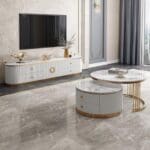 Table Televiseur Blanc Mabre 200x40x46 TV2033 + Table Basse 80x45/60x40 2033 – Image 2