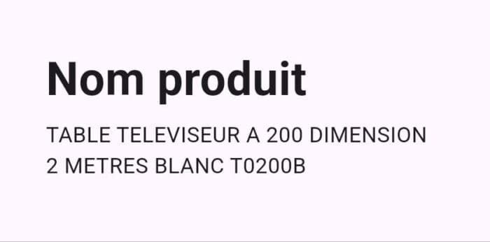 Table Televiseur A 200 Dimension 2 Metres Blanc T0200B – Image 2