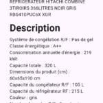 Réfrégirateur HITACHI COMBINE 3 Tiroirs 366L NOIR Gris RBG410PUC6X XGR – Image 2