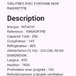 Réfrégirateur HITACHI 4 Portes 550 Litres Avec Fontaine Noir RW690P7B – Image 2