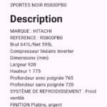 Refregirateur Hitachi Side by Side 2Portes Noir RS800PB0 – Image 2