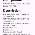 Fontaine Astech Avec Frigo Gris Blanc FNT37VER – Image 2
