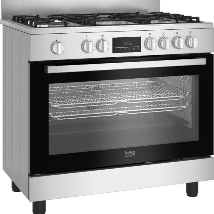 Cuisiniere Beko 5Feux Option Ventilo + Four électrique INOX BGM11226EX
